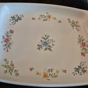 Pfaltzgraff Meadow Lane 12 1/2" x 8" Rectangle Serving Tray Stoneware Floral NEW
